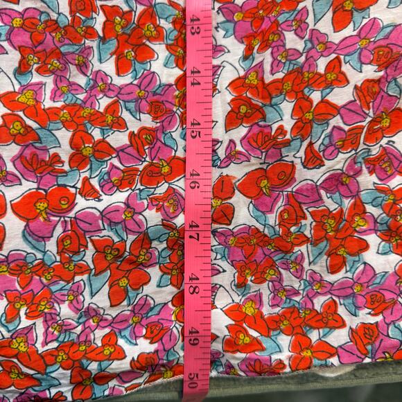 Roller Rabbit Joana Lune Midi Floral Dress Cotton Silk Sz Sml Flowy Smocked Red - Picture 13 of 14